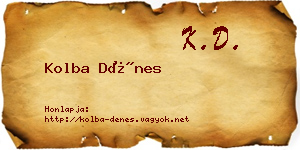 Kolba Dénes névjegykártya